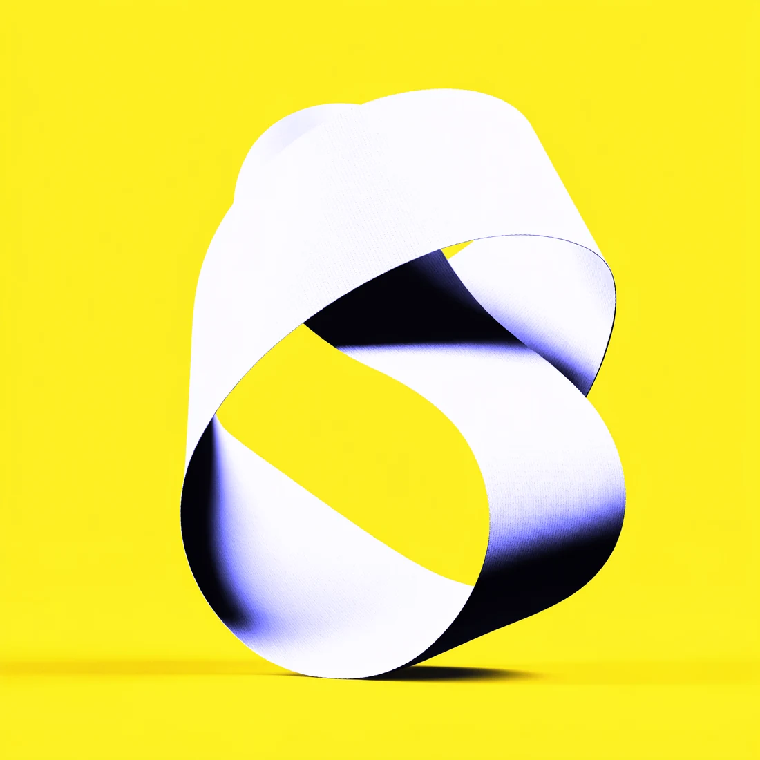 A white ribbon twisted into an endless loop